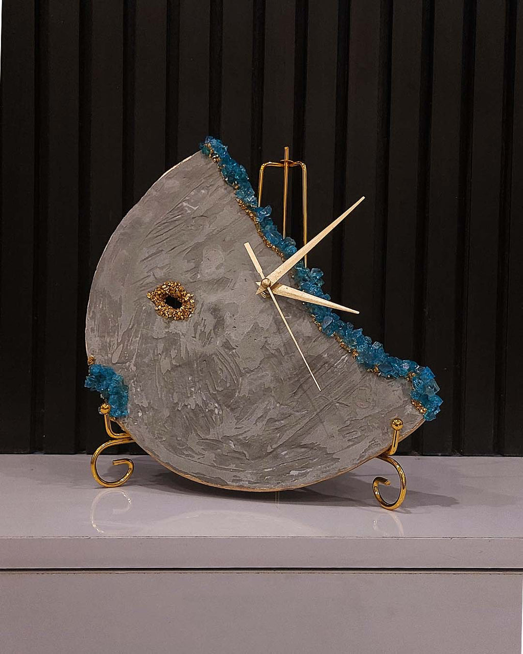 Geode Moonstone Clock | Luxury Handmade Resin Decorative Clock