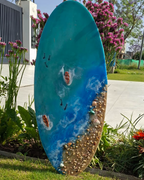 Ocean Wave Resin Surfboard Art | Coastal Home Decor Statement Piece