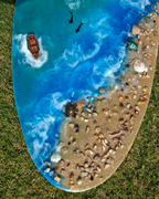 Ocean Wave Resin Surfboard Art | Coastal Home Decor Statement Piece
