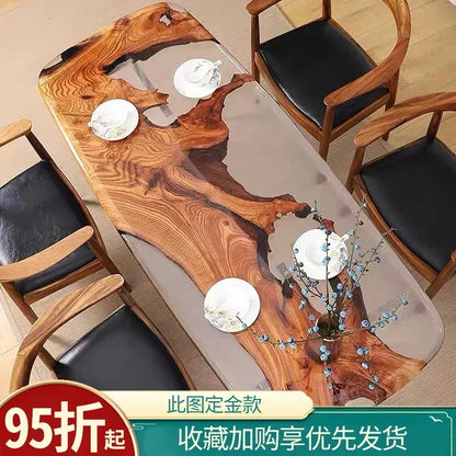 Epoxy resin river table creative waves teapoplar Internet celebrity coffee countertop desk