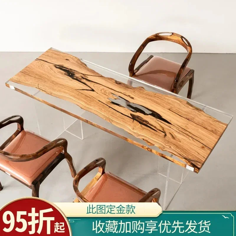 Epoxy resin river table creative waves teapoplar Internet celebrity coffee countertop desk