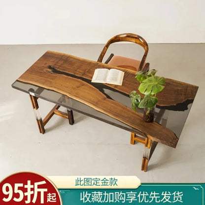 Epoxy resin river table creative waves teapoplar Internet celebrity coffee countertop desk