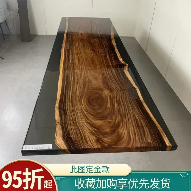 Epoxy resin river table creative waves teapoplar Internet celebrity coffee countertop desk