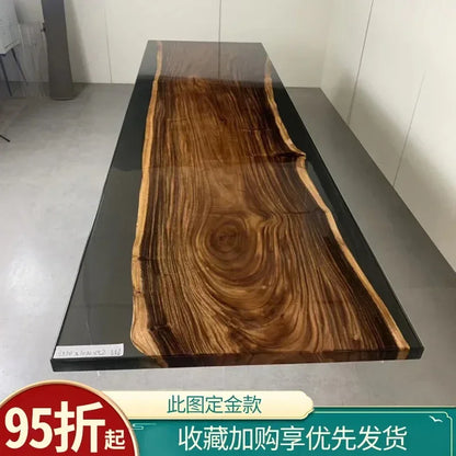 Epoxy resin river table creative waves teapoplar Internet celebrity coffee countertop desk