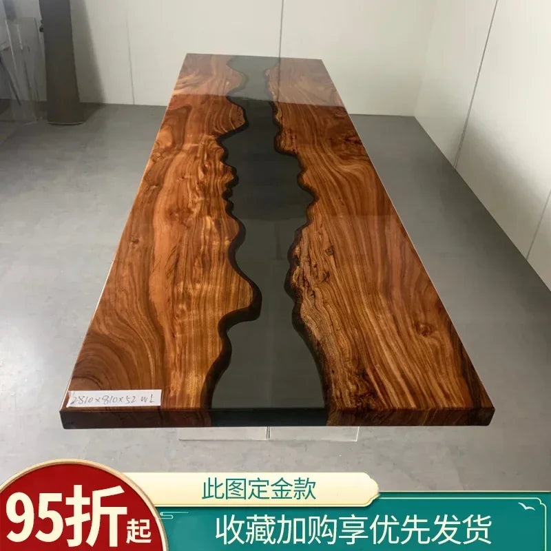 Epoxy resin river table creative waves teapoplar Internet celebrity coffee countertop desk