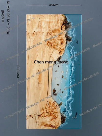 Epoxy resin river table creative waves teapoplar Internet celebrity coffee countertop desk