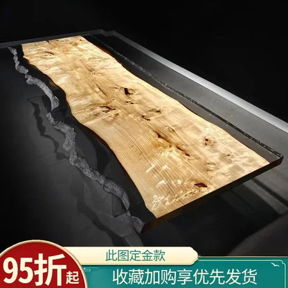 Epoxy resin river table creative waves teapoplar Internet celebrity coffee countertop desk