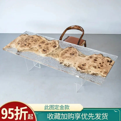 Epoxy resin river table creative waves teapoplar Internet celebrity coffee countertop desk
