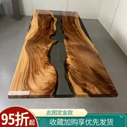 Epoxy resin river table creative waves teapoplar Internet celebrity coffee countertop desk
