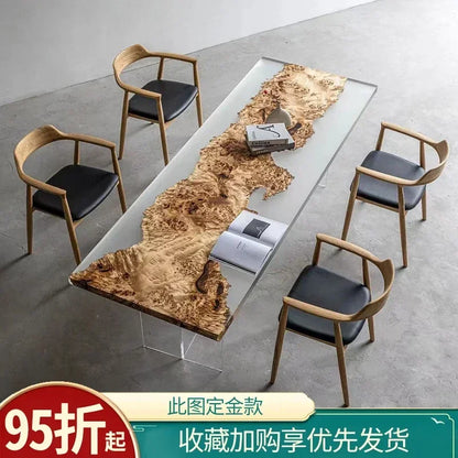 Epoxy resin river table creative waves teapoplar Internet celebrity coffee countertop desk