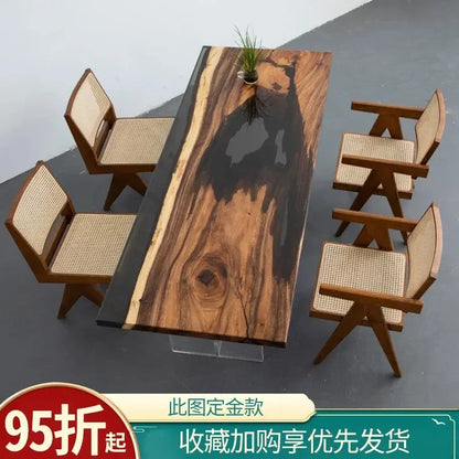 Epoxy resin river table creative waves teapoplar Internet celebrity coffee countertop desk