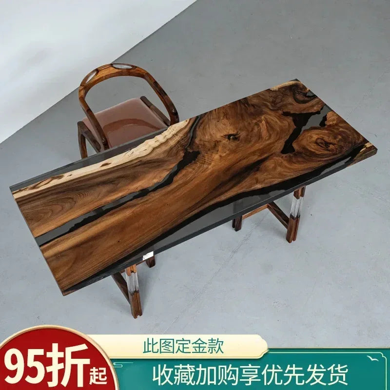 Epoxy resin river table creative waves teapoplar Internet celebrity coffee countertop desk