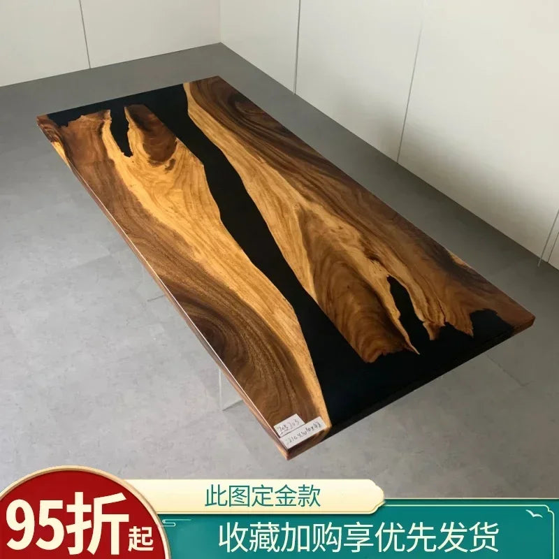 Epoxy resin river table creative waves teapoplar Internet celebrity coffee countertop desk