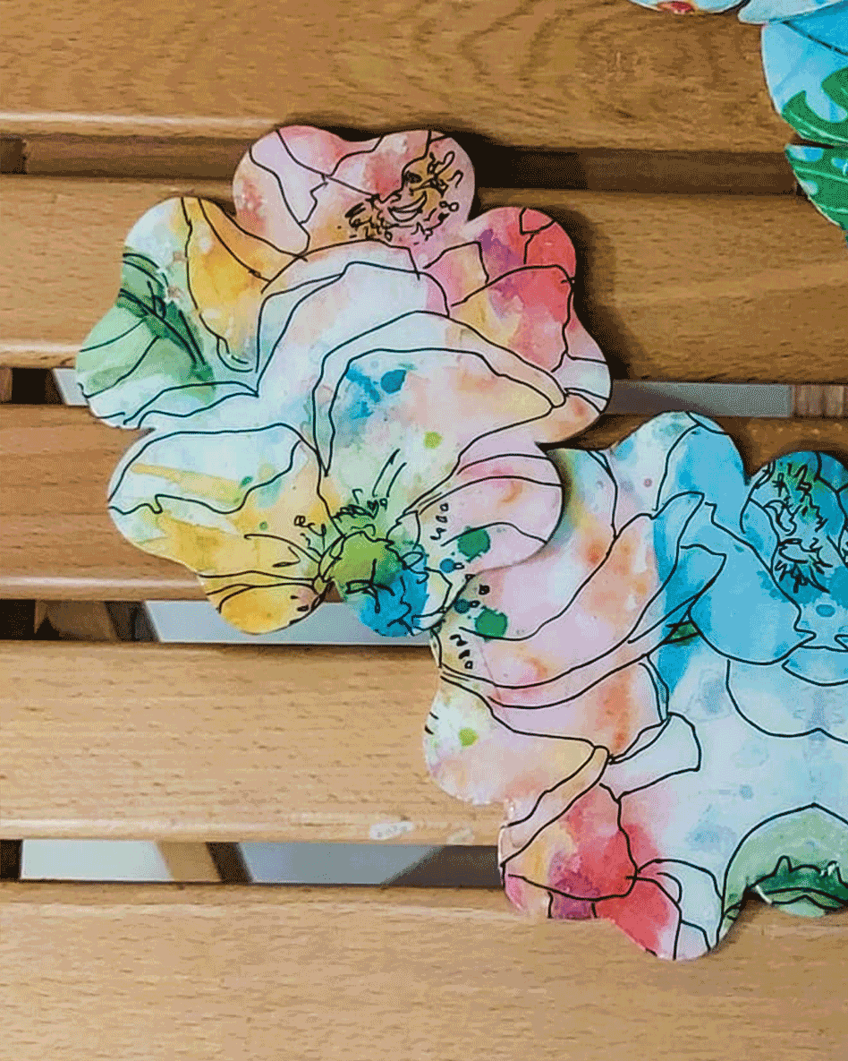 Watercolor Bloom Decoupage Coaster | Handmade Floral Coaster
