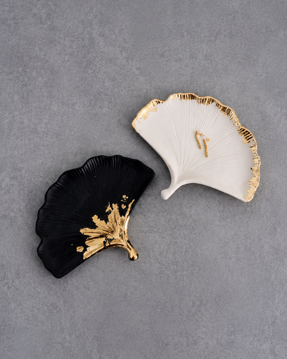Resin Trinket Tray for Jewelry | Ginkgo Leaf Design