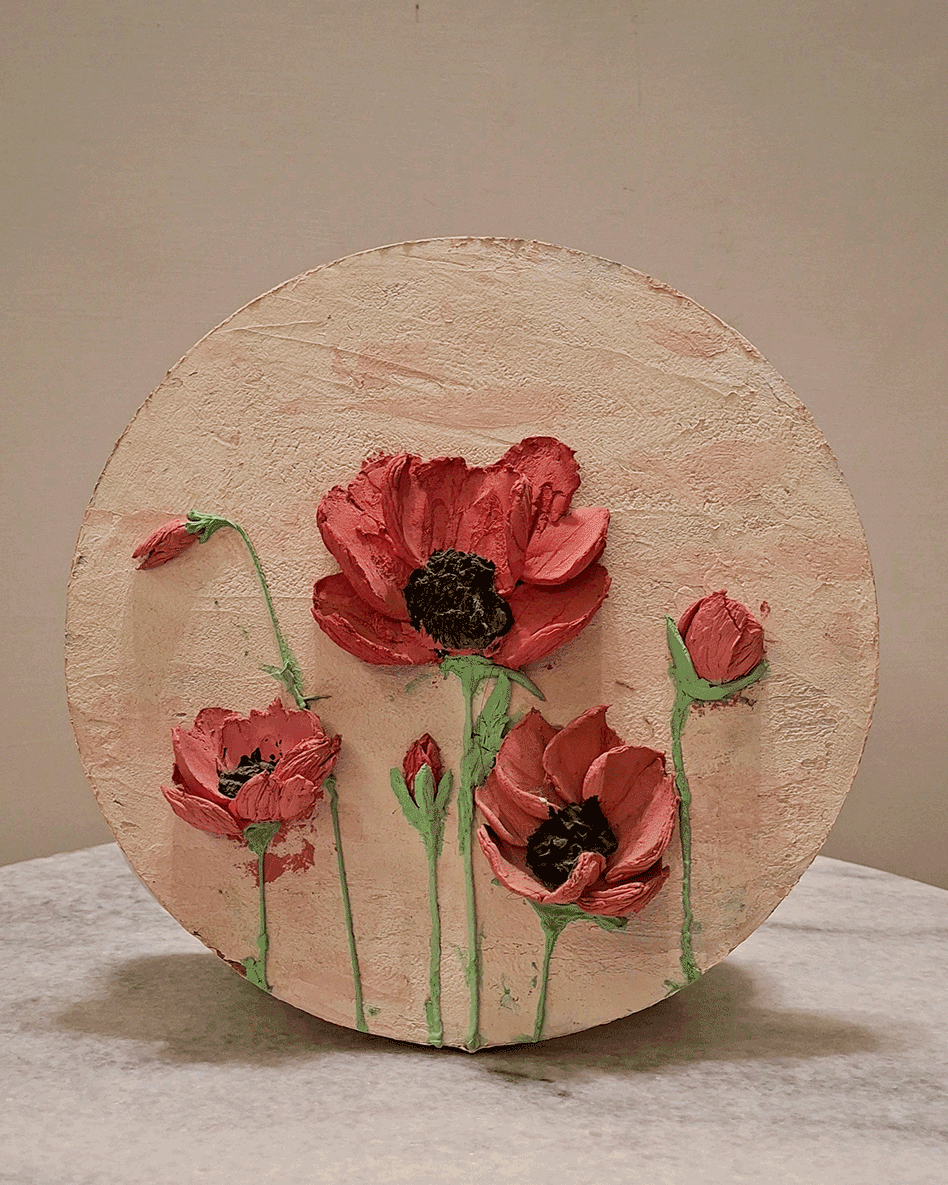 Crimson Bloom Texture Wall Art